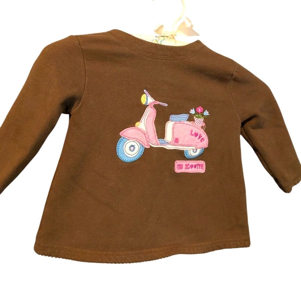 Y2K Girls Scooter Floral Embroidered Sweatshirt Dress Top